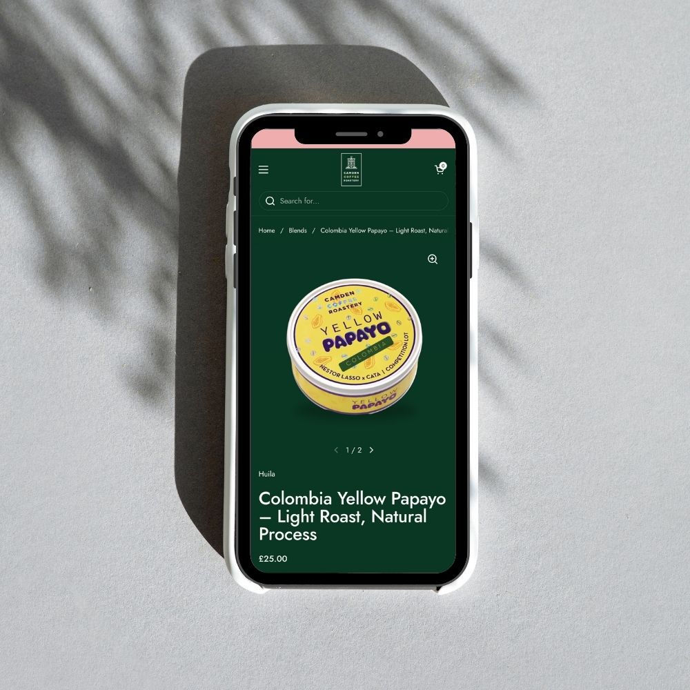 Camden Coffee Roastery Product Page Mobile