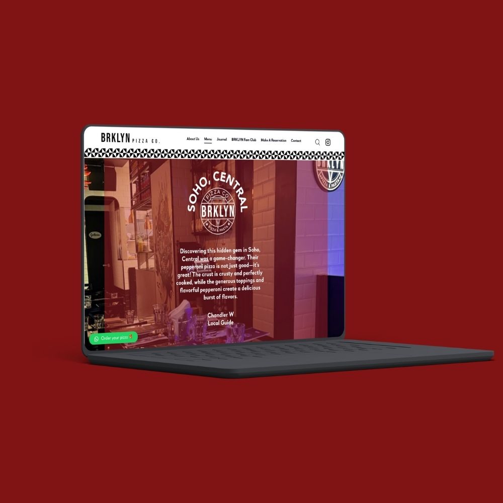 BRKLYN Pizza website laptop